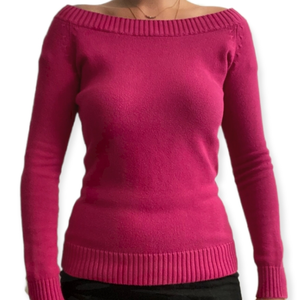 Dynamite Magenta Boat Neck Knit Top